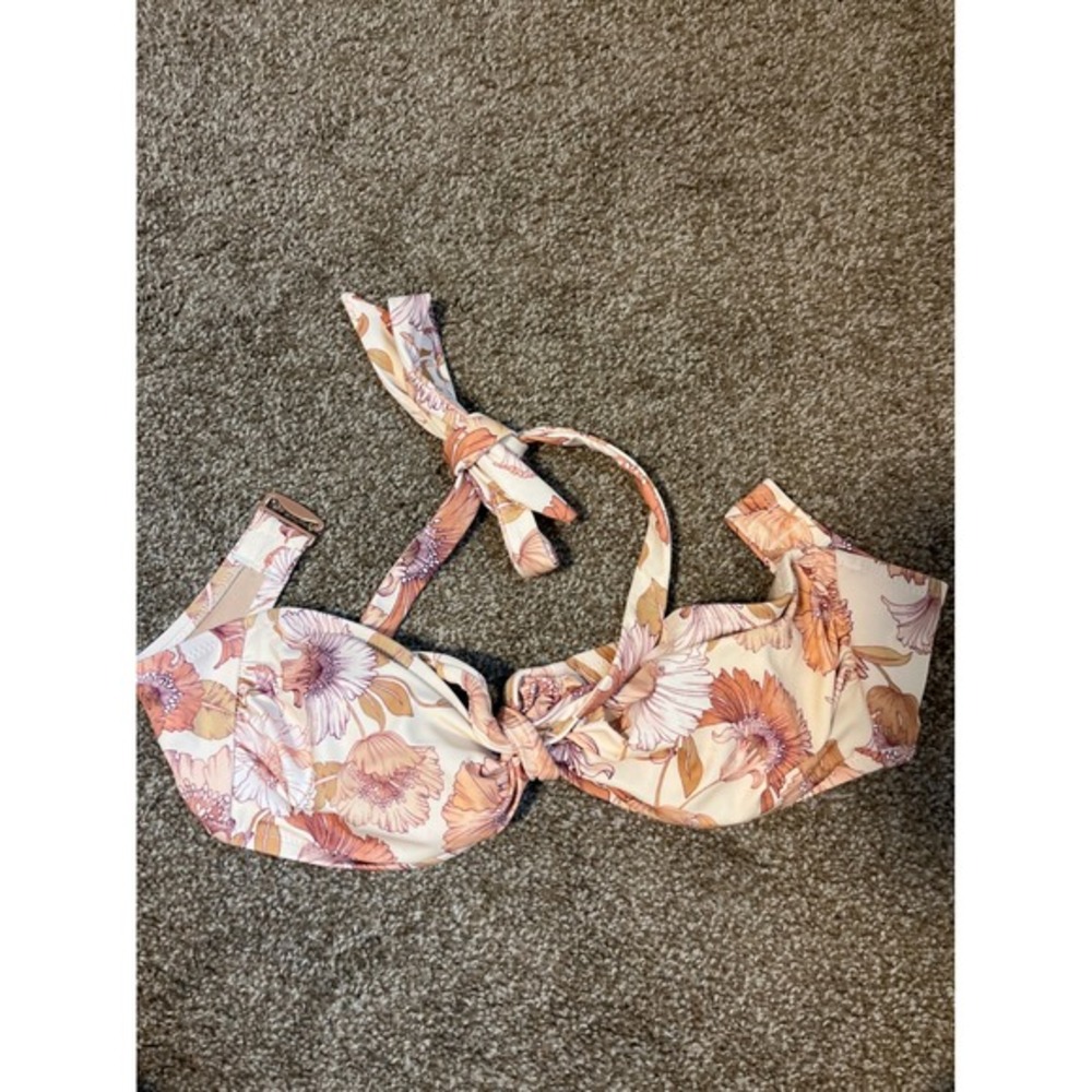 Shade‎ & Shore Floral Print Underwire Bikini Top Peach Pink Orange Size 34D